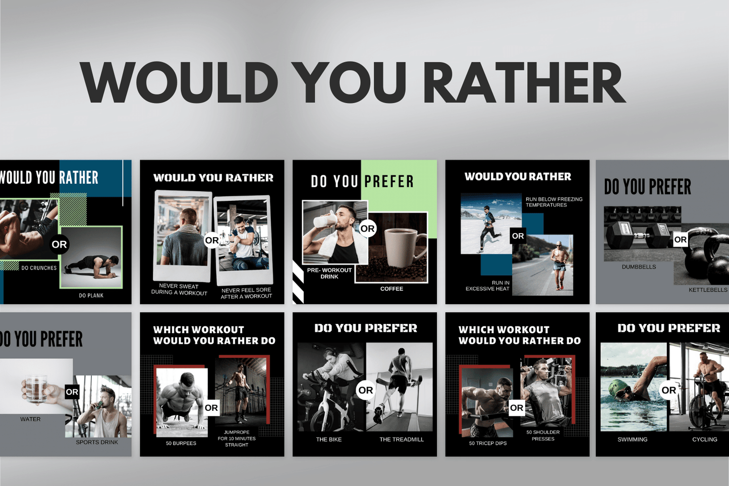 400 Fitness templates (mannelijke versie)