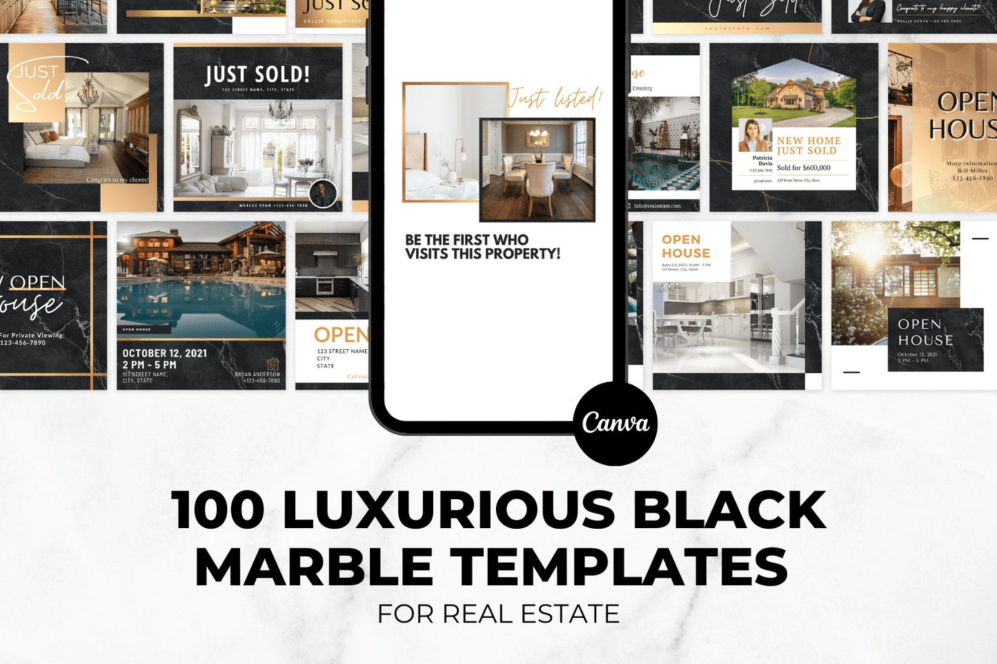 100 Luxe Zwartmarmeren Templates voor Onroerend Goed