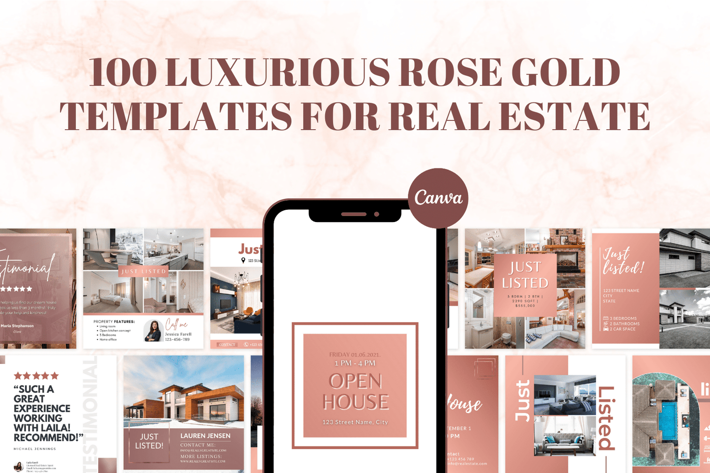 100 Luxe Roségouden Templates voor de Makelaardij