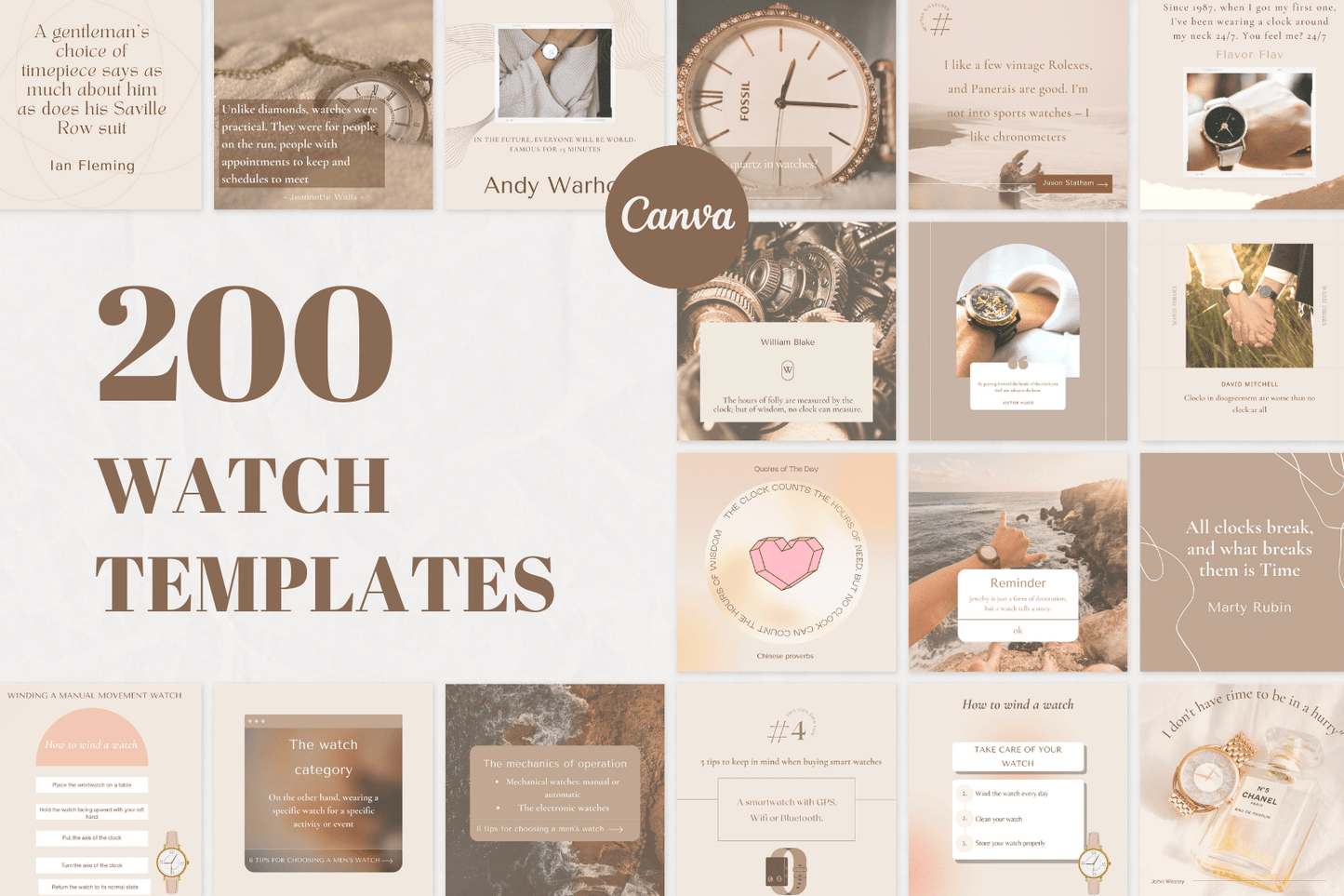 200 kant en klare Horloge templates