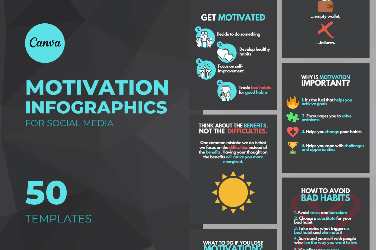 50 Motivatie infographics
