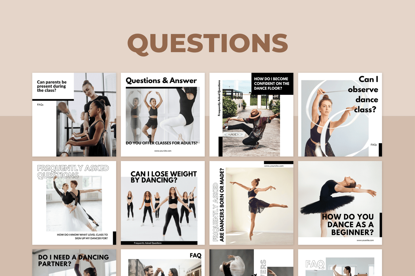 200 templates voor dansstudio's