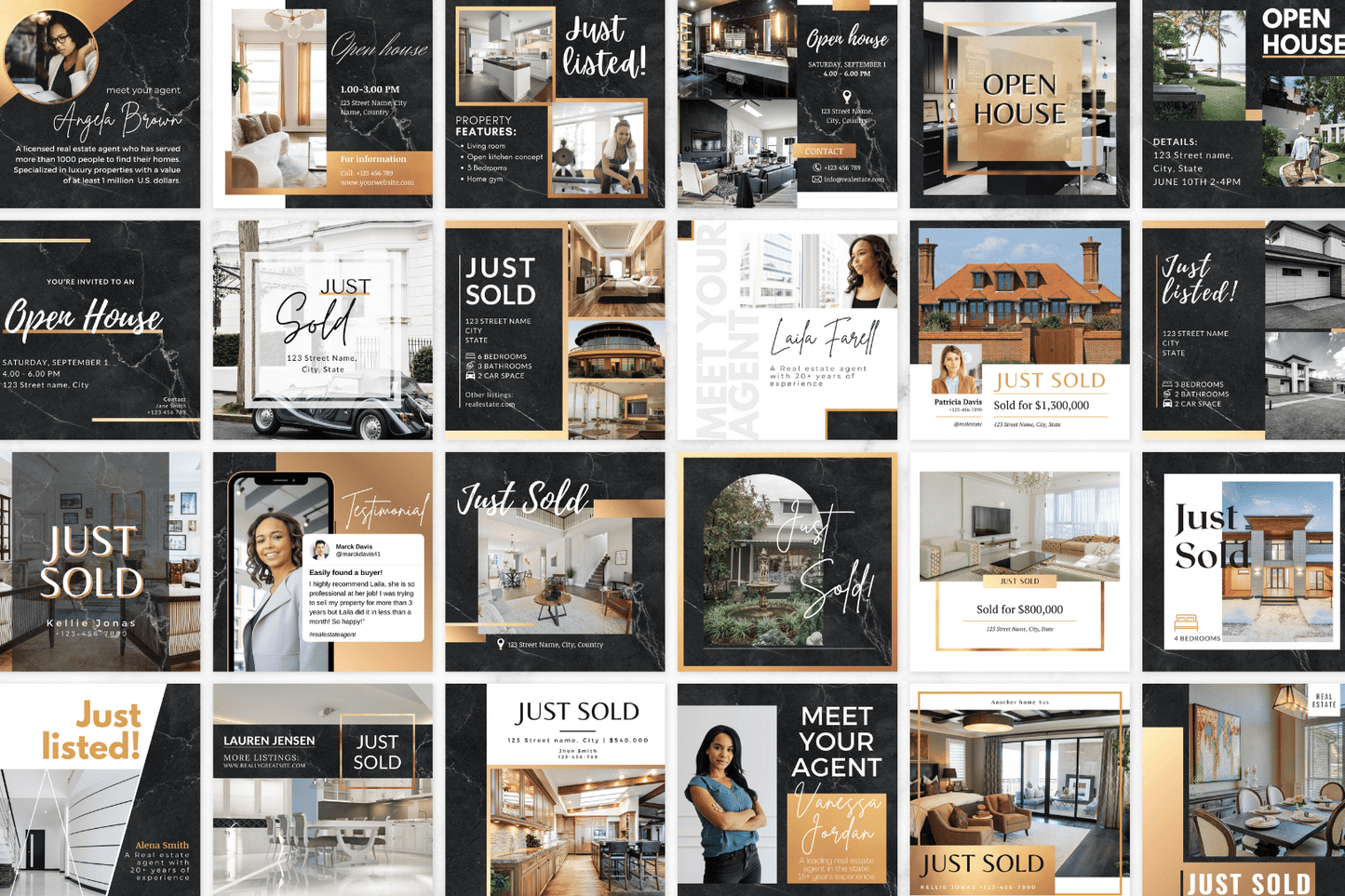 100 Luxe Zwartmarmeren Templates voor Onroerend Goed