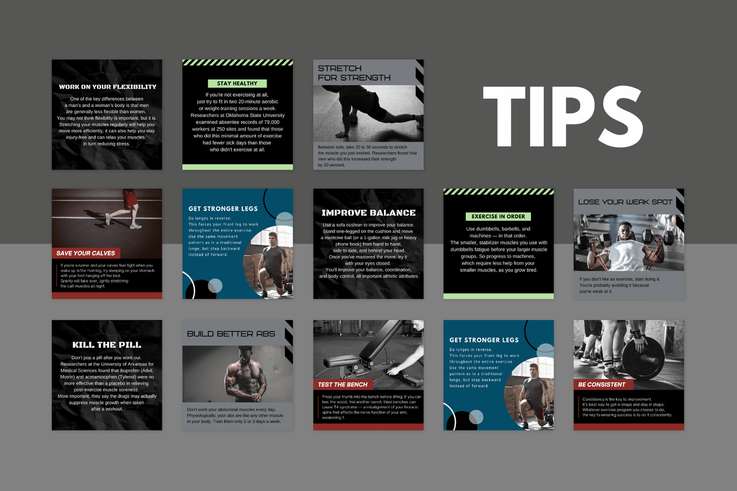 400 Fitness templates (mannelijke versie)