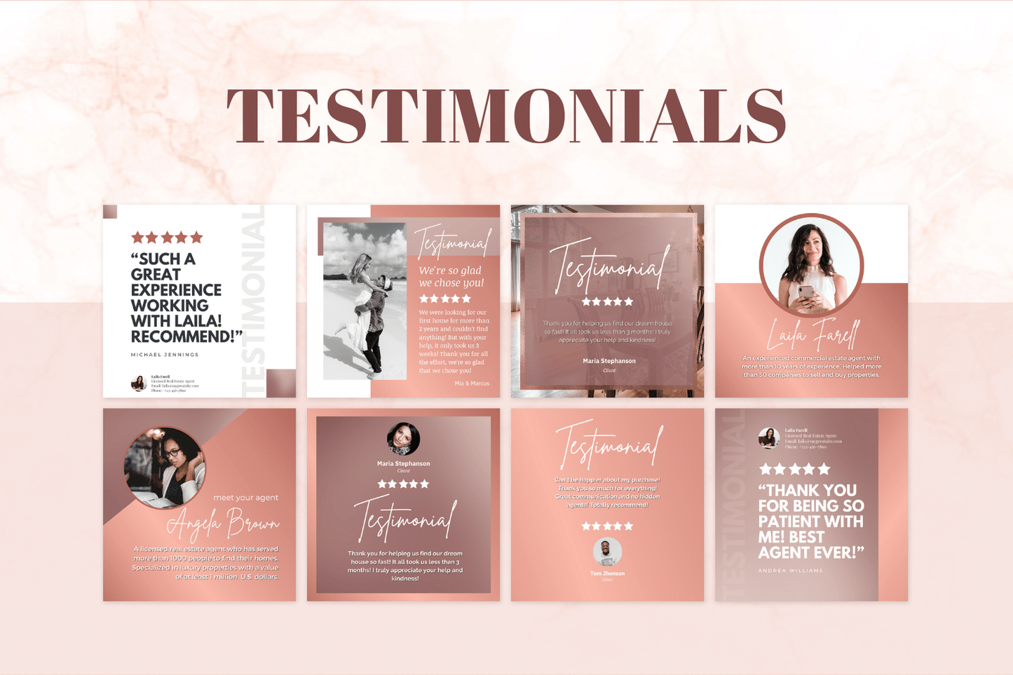 100 Luxe Roségouden Templates voor de Makelaardij