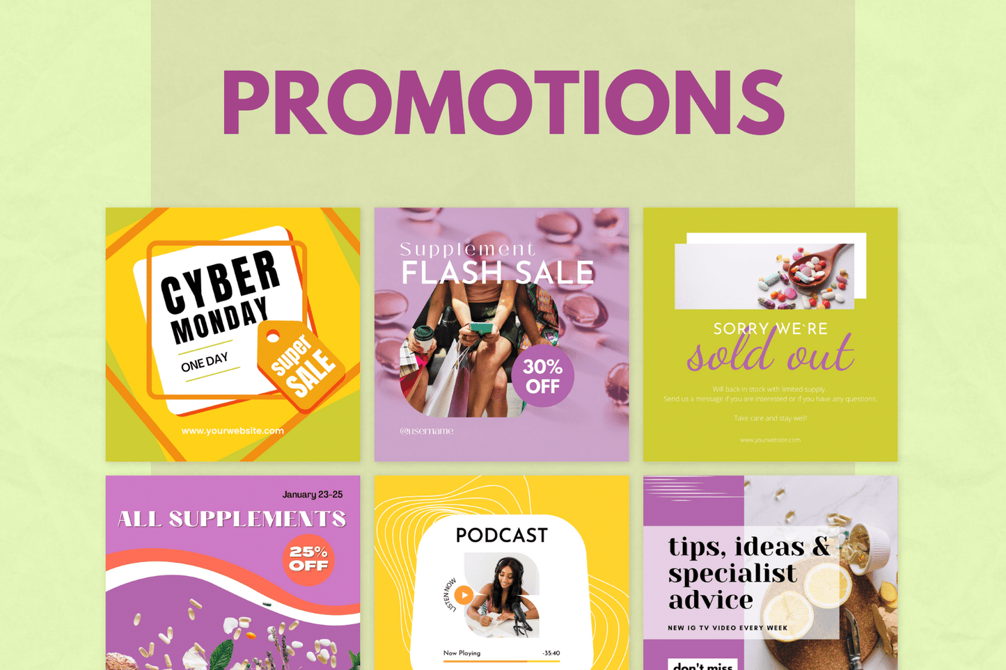 200 kant en klare Vitaminen en Supplementen templates